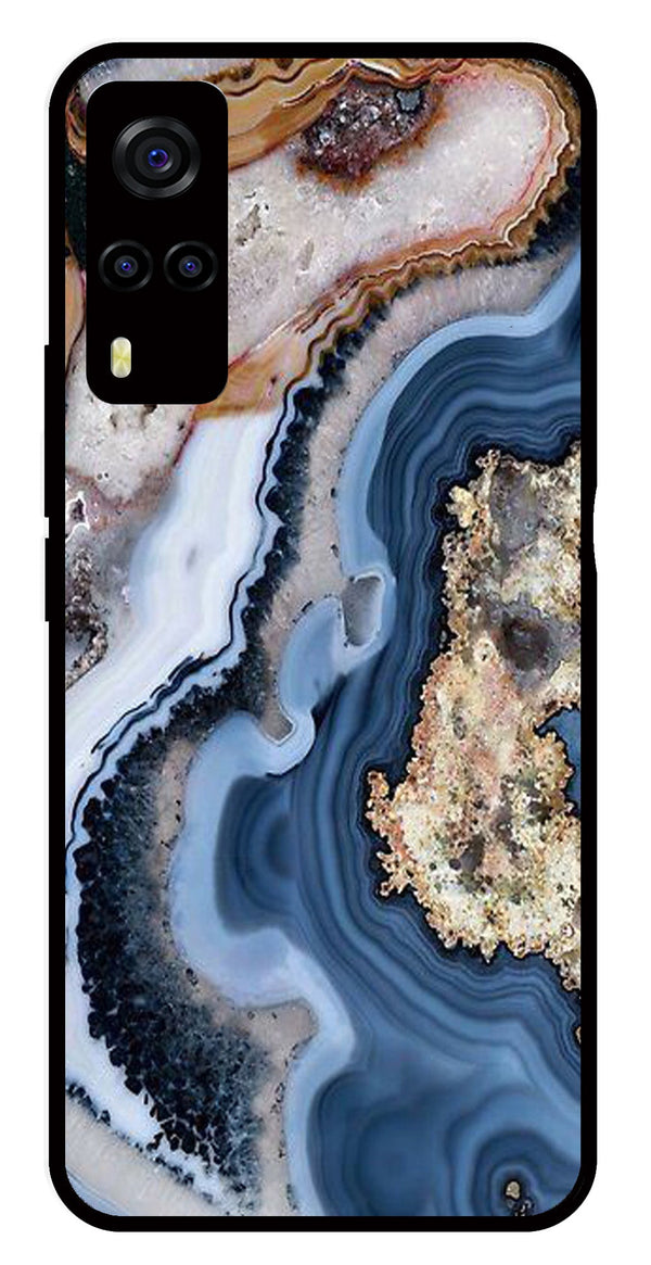 Marble Design Metal Mobile Case for Vivo Y55s   (Design No -53)