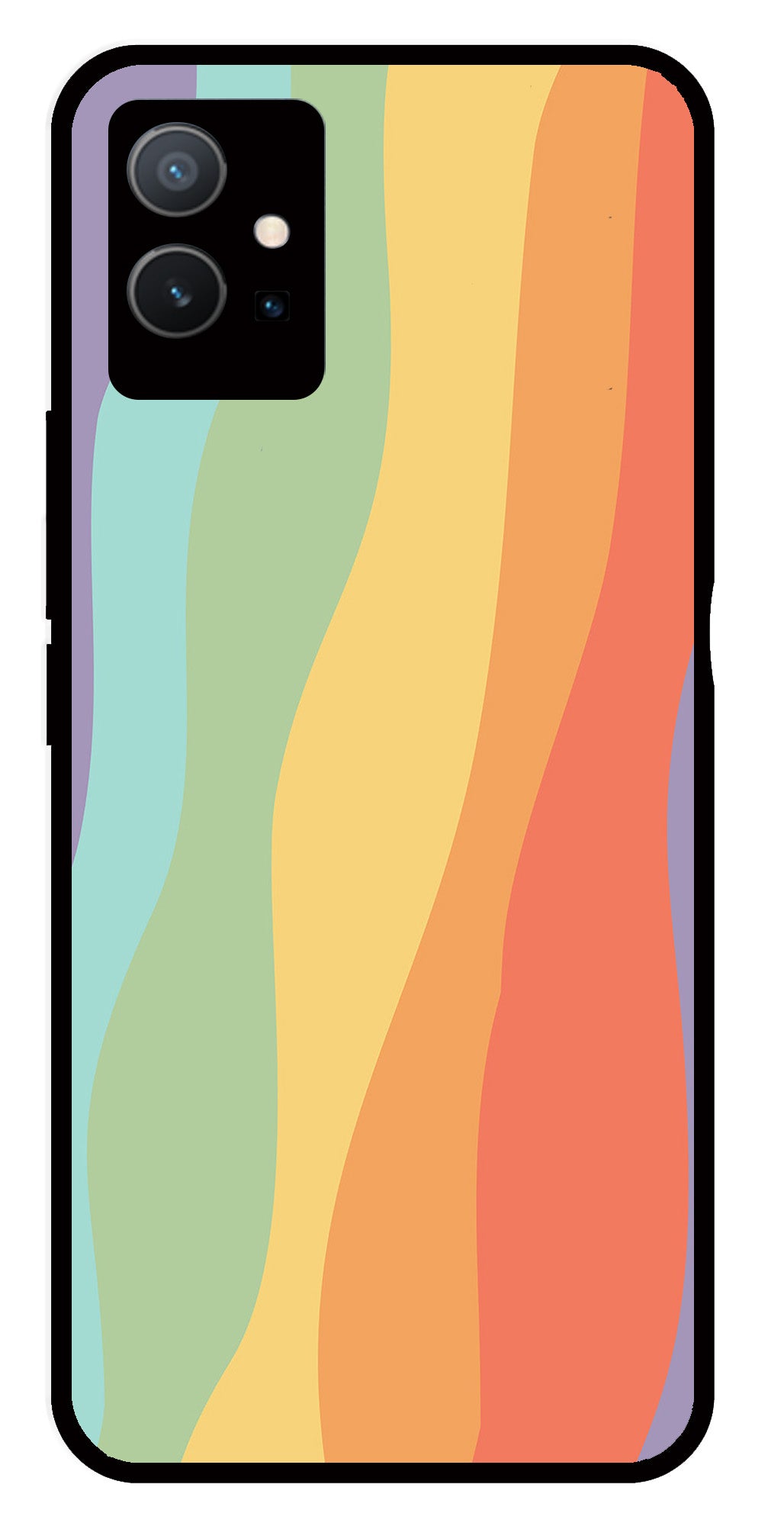 Muted Rainbow Metal Mobile Case for Vivo Y33s 5G   (Design No -02)