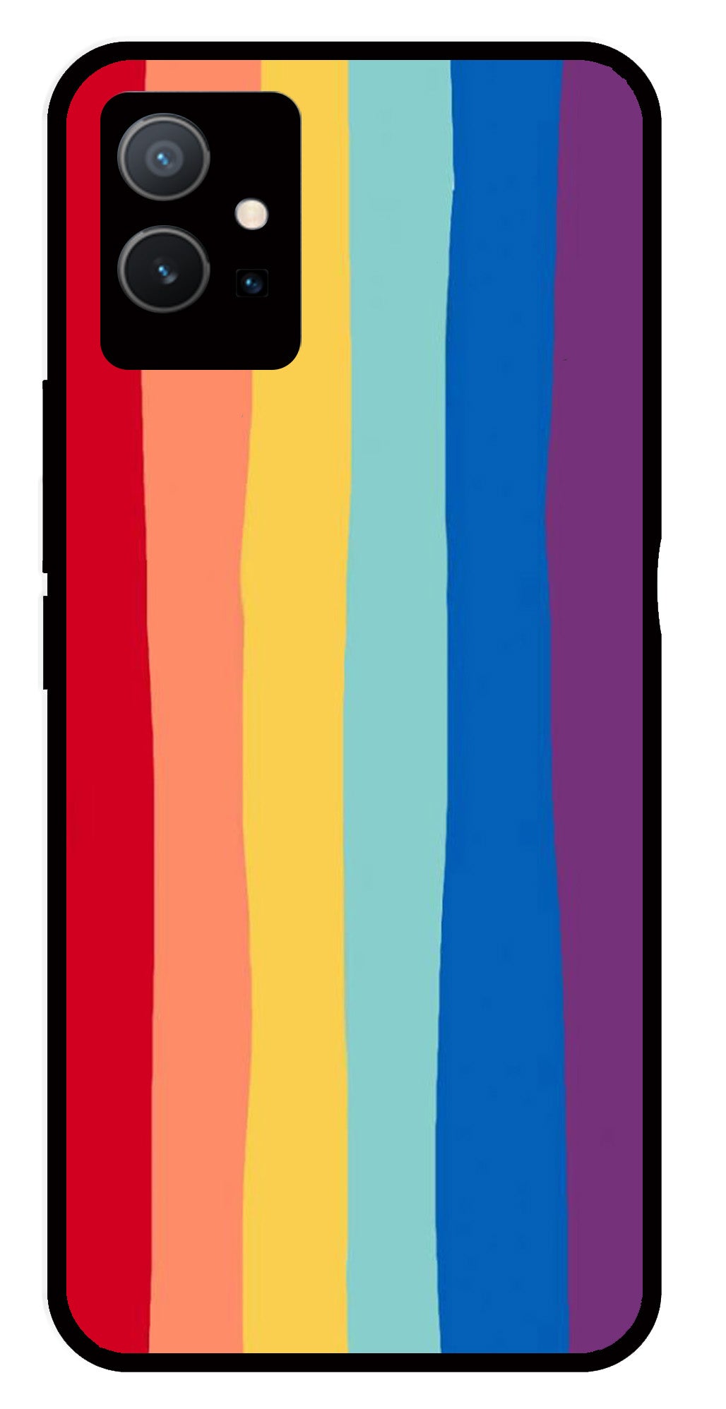 Rainbow MultiColor Metal Mobile Case for Vivo Y33s 5G   (Design No -03)