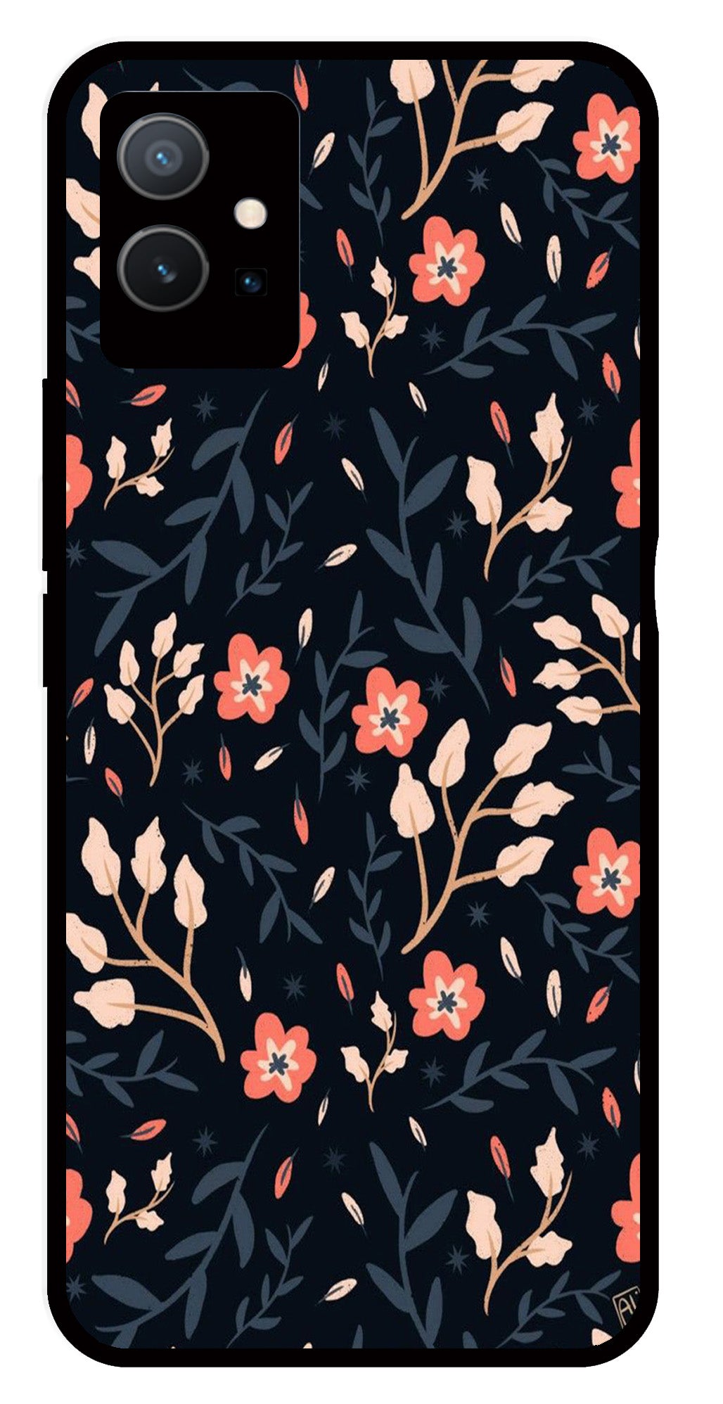 Floral Pattern Metal Mobile Case for Vivo Y33s 5G   (Design No -10)