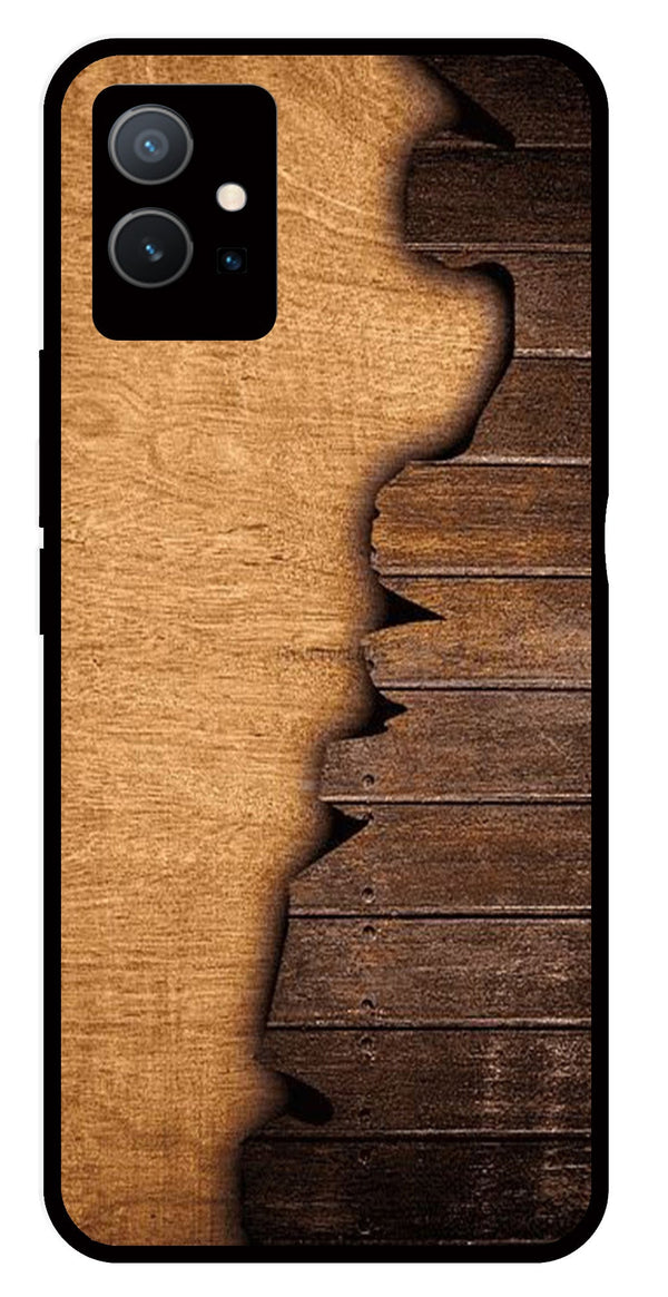 Wooden Design Metal Mobile Case for Vivo Y33s 5G   (Design No -13)