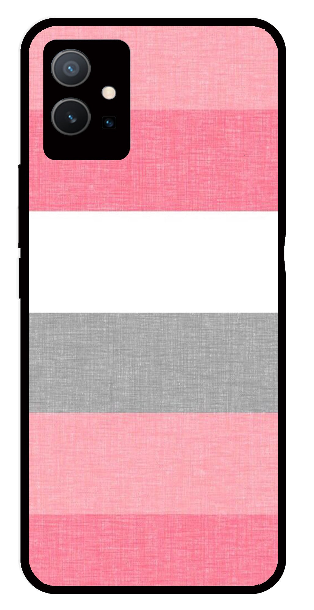 Pink Pattern Metal Mobile Case for Vivo Y33s 5G   (Design No -23)