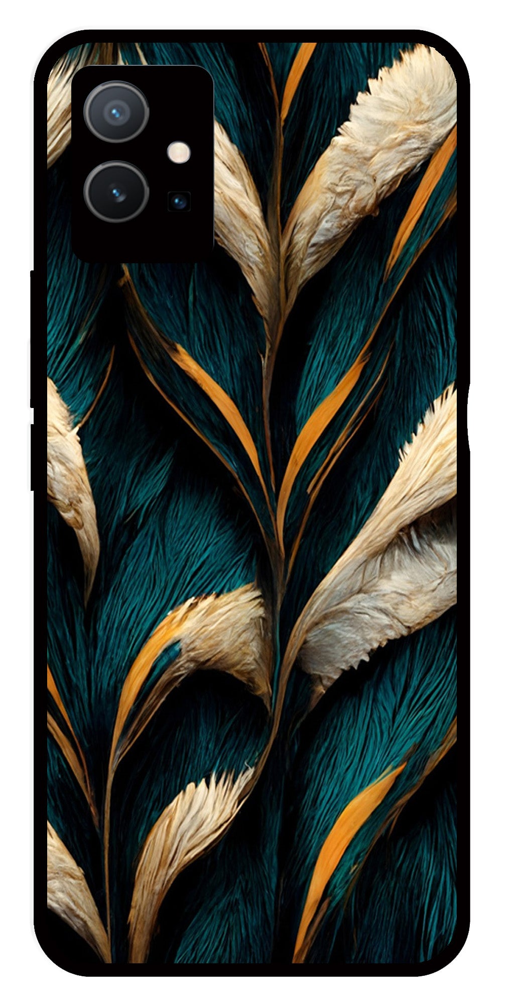 Feathers Metal Mobile Case for Vivo Y33s 5G   (Design No -30)