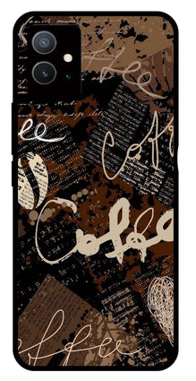 Coffee Pattern Metal Mobile Case for Vivo Y33s 5G