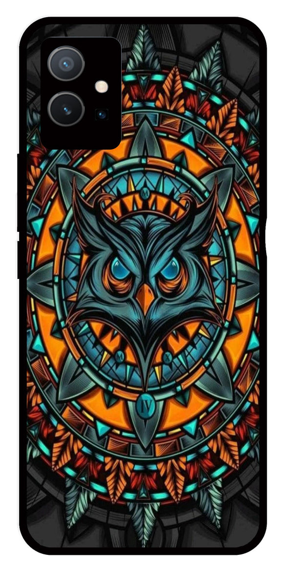 Owl Pattern Metal Mobile Case for Vivo Y33s 5G   (Design No -42)