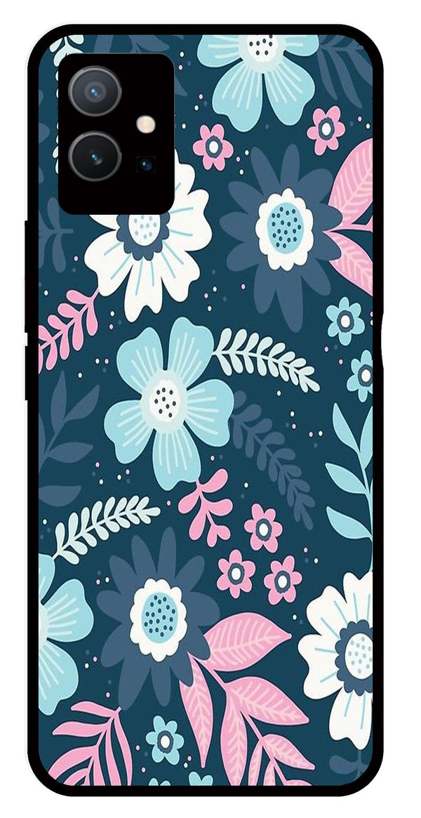 Flower Leaves Design Metal Mobile Case for Vivo Y33s 5G   (Design No -50)
