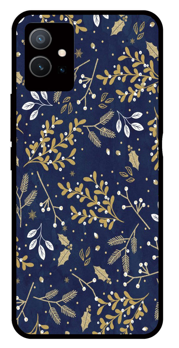 Floral Pattern  Metal Mobile Case for Vivo Y33s 5G   (Design No -52)