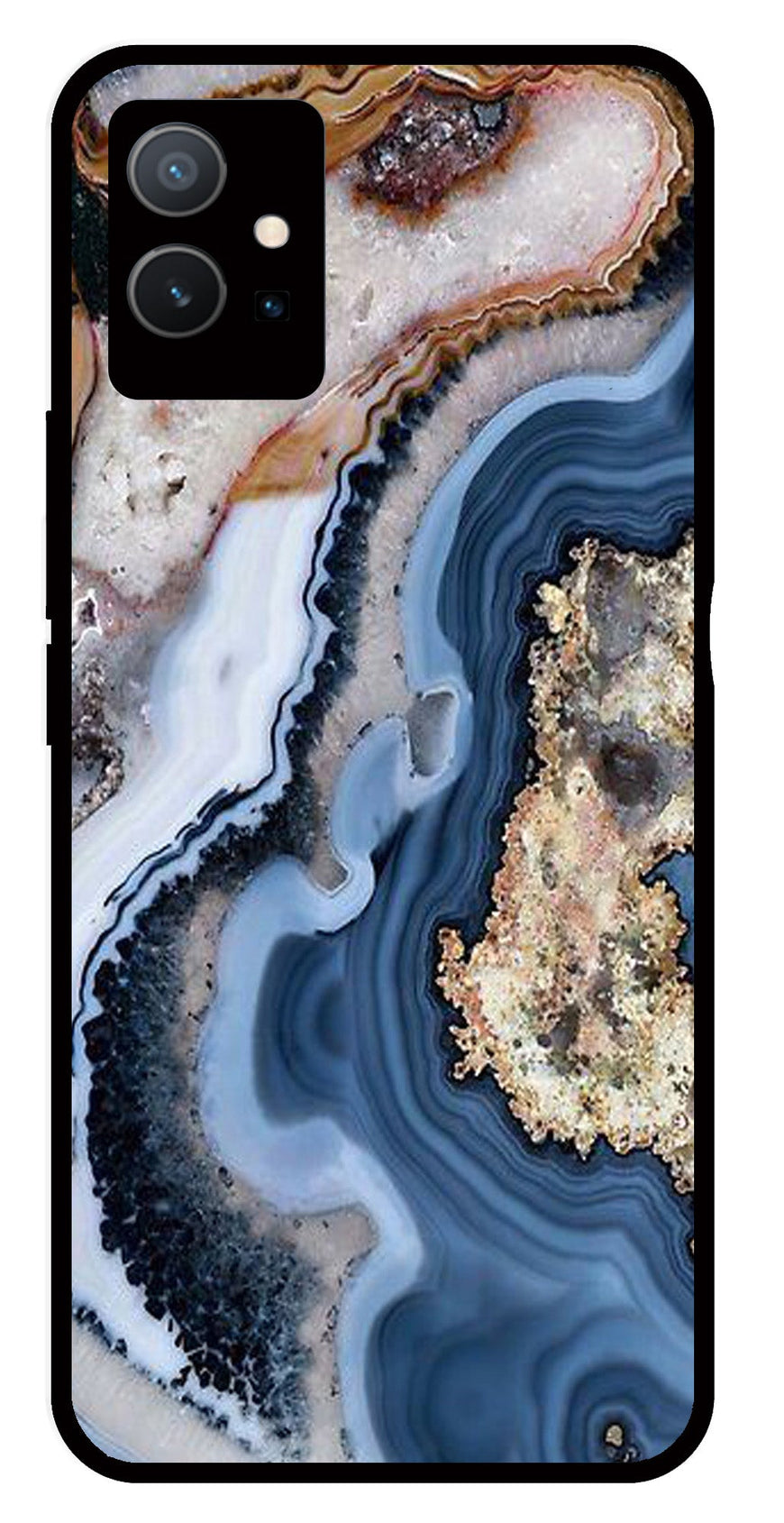 Marble Design Metal Mobile Case for Vivo Y33s 5G   (Design No -53)