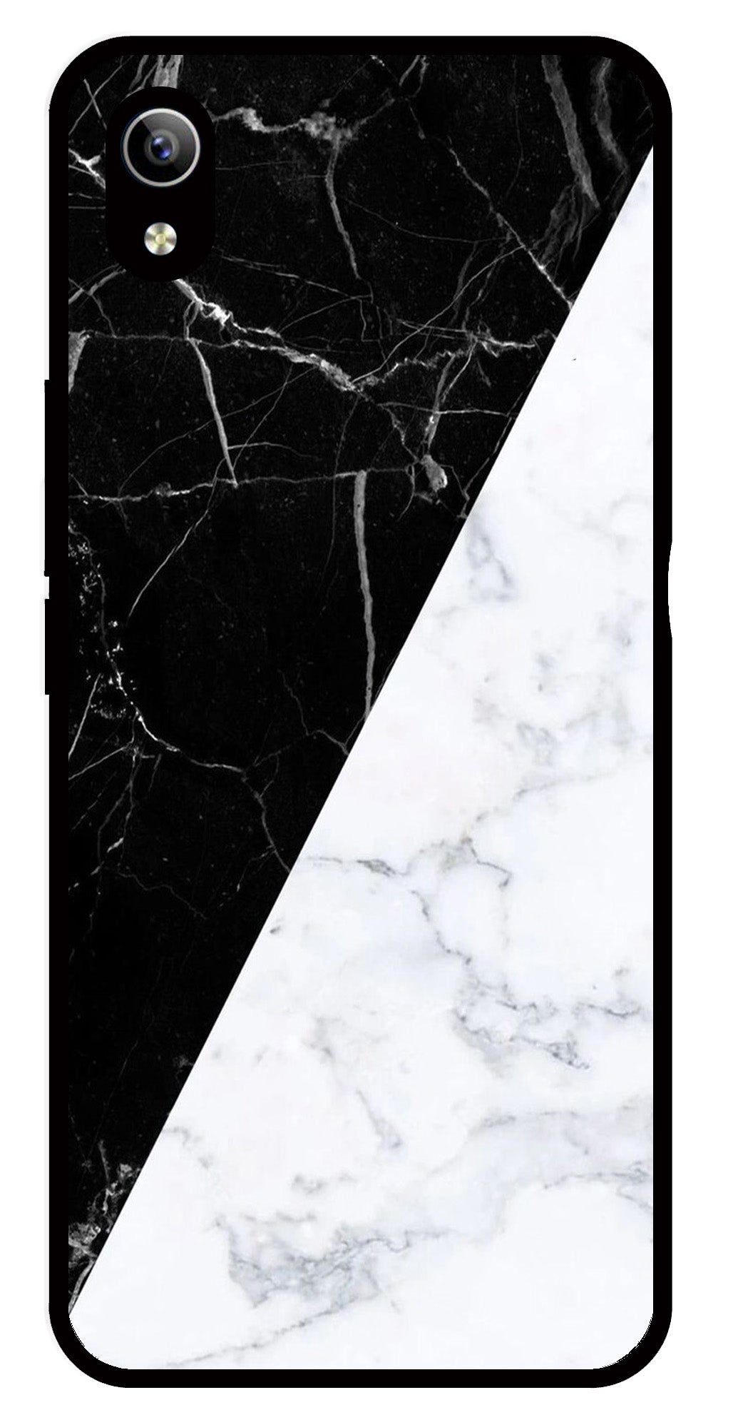 Black White Marble Design Metal Mobile Case for Vivo Y90   (Design No -09)