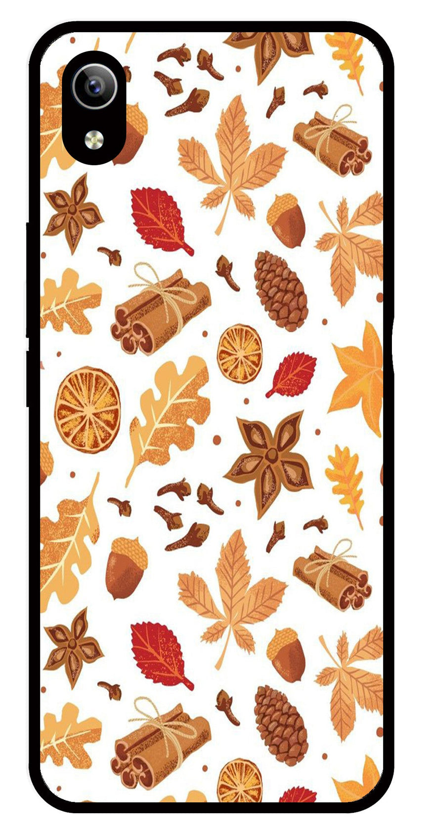 Autumn Leaf Metal Mobile Case for Vivo Y90   (Design No -19)