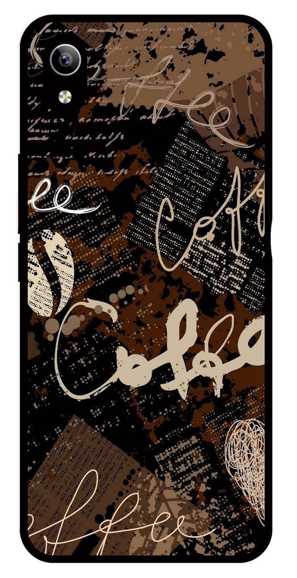 Coffee Pattern Metal Mobile Case for Vivo Y90   (Design No -37)