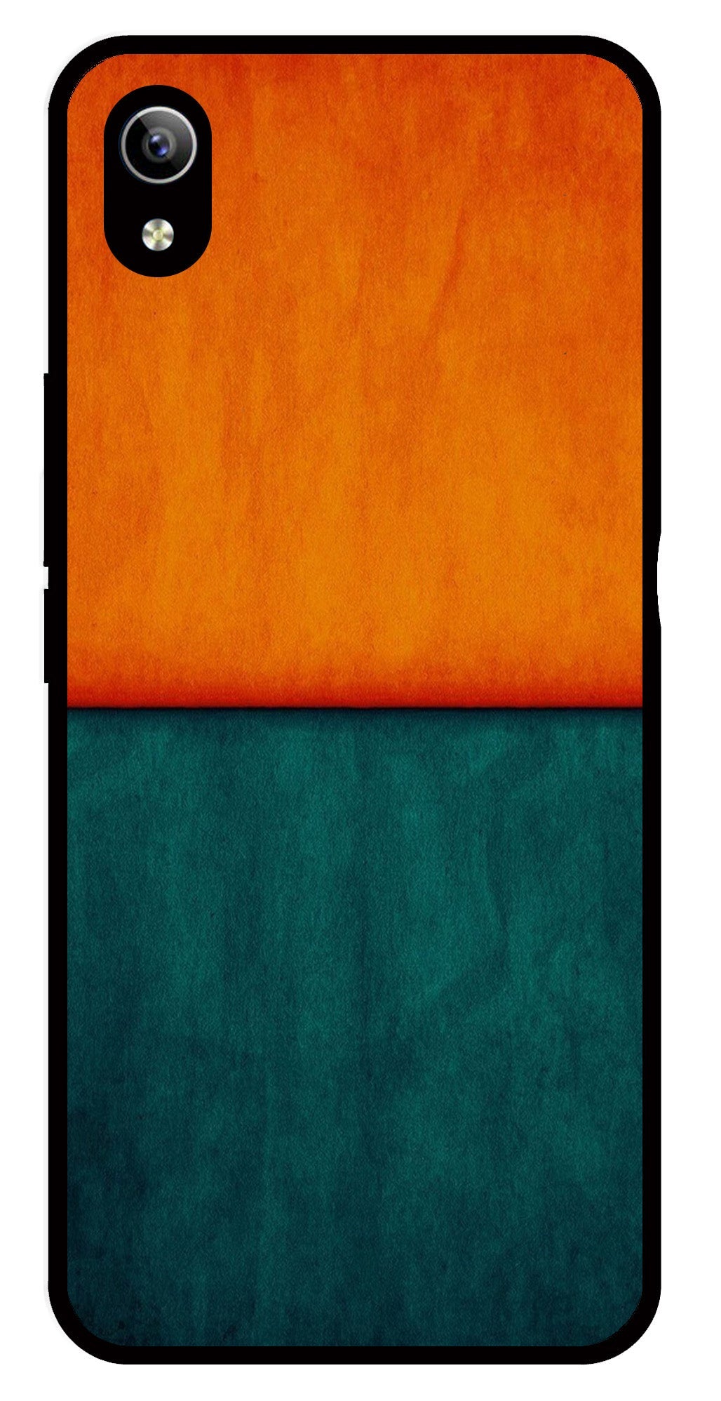 Orange Green Pattern Metal Mobile Case for Vivo Y90   (Design No -45)