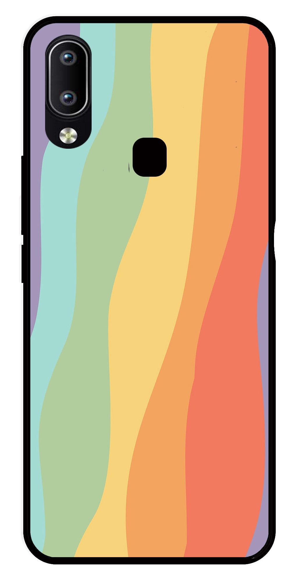 Muted Rainbow Metal Mobile Case for Vivo Y91   (Design No -02)