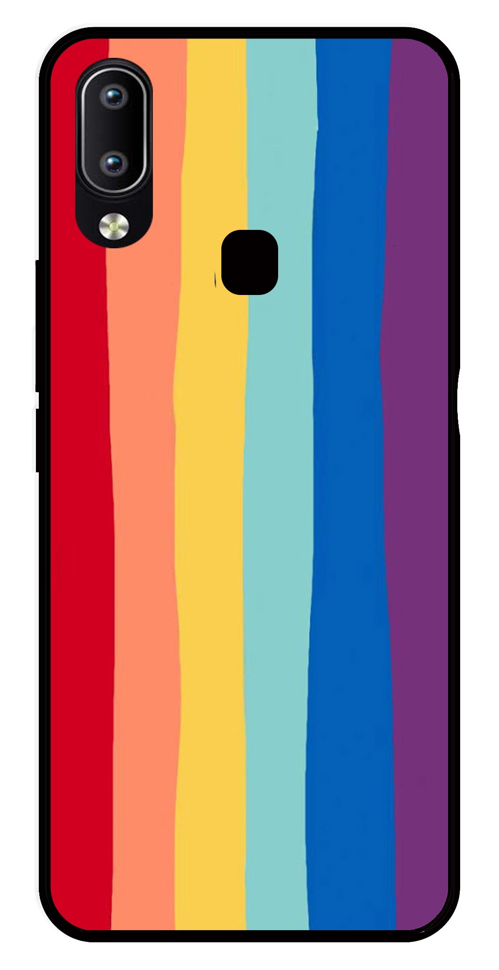 Rainbow MultiColor Metal Mobile Case for Vivo Y91   (Design No -03)