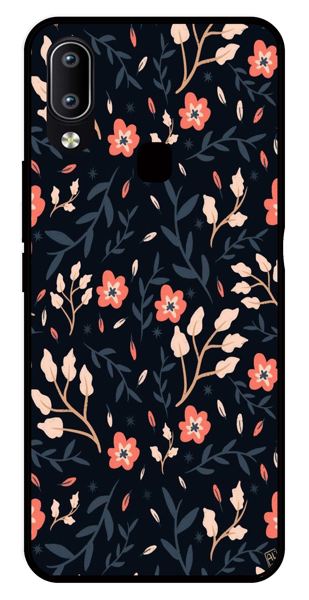 Floral Pattern Metal Mobile Case for Vivo Y91   (Design No -10)
