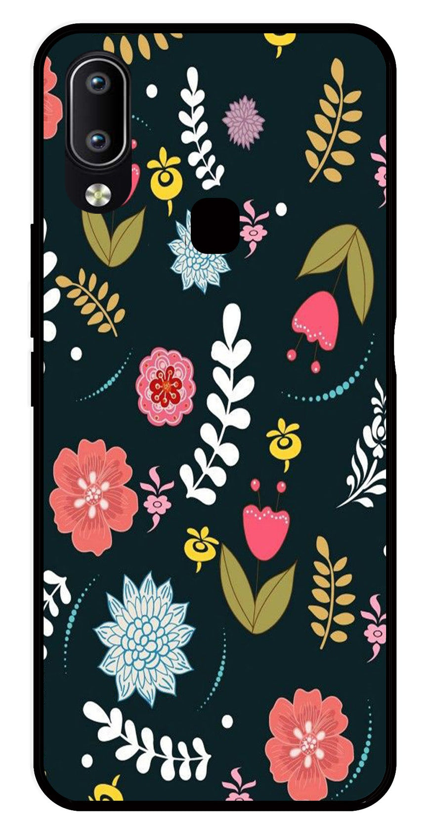 Floral Pattern2 Metal Mobile Case for Vivo Y91   (Design No -12)