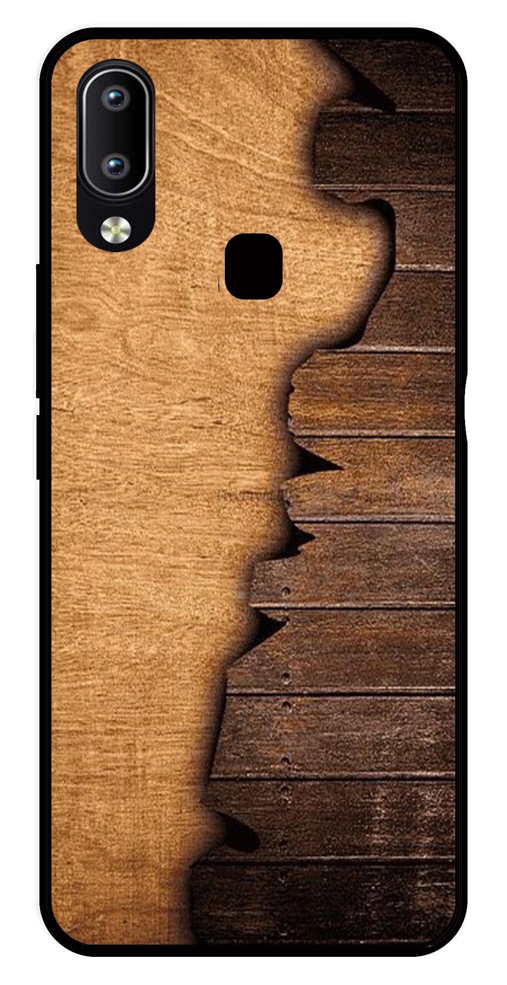 Wooden Design Metal Mobile Case for Vivo Y91   (Design No -13)