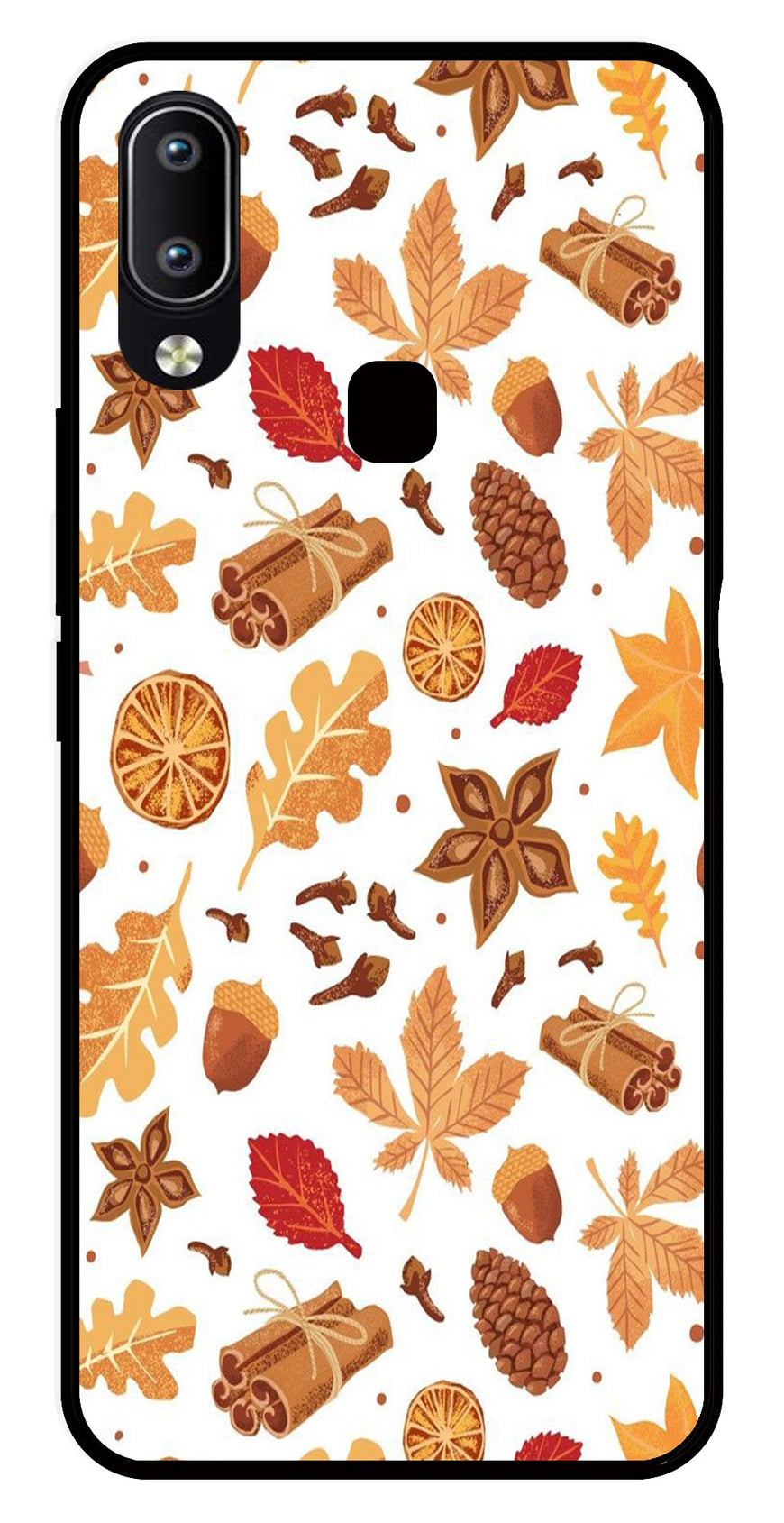 Autumn Leaf Metal Mobile Case for Vivo Y91   (Design No -19)