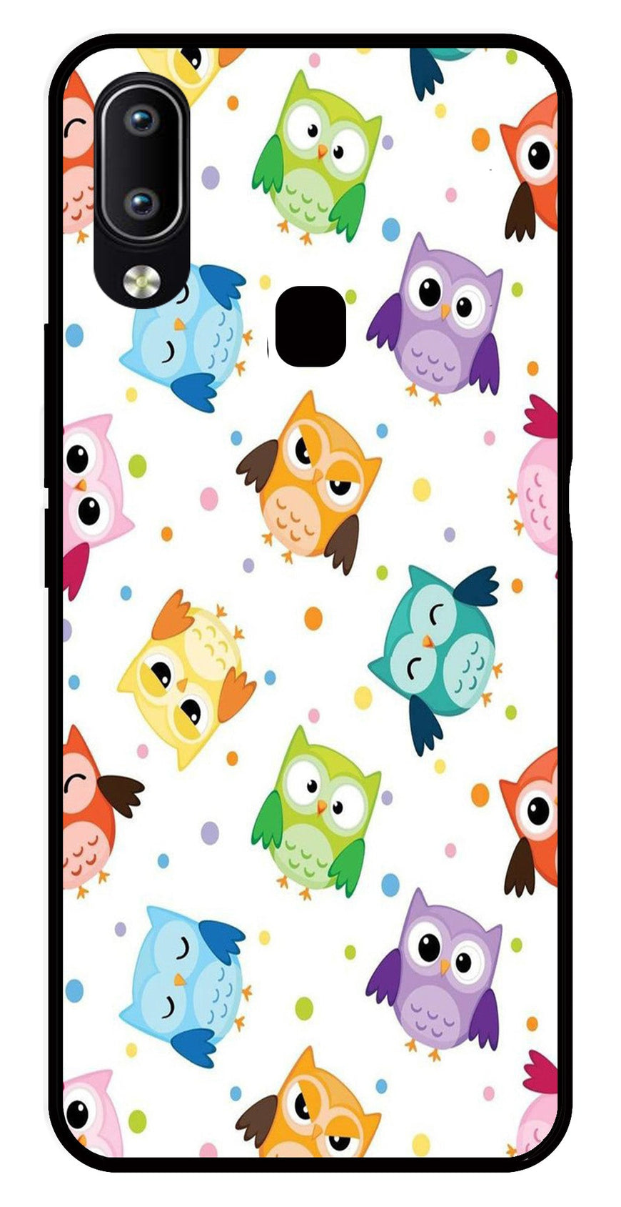 Owls Pattern Metal Mobile Case for Vivo Y91   (Design No -20)