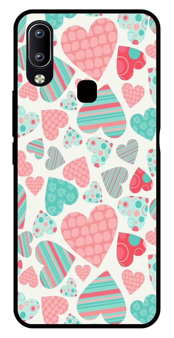Hearts Pattern Metal Mobile Case for Vivo Y95   (Design No -22)