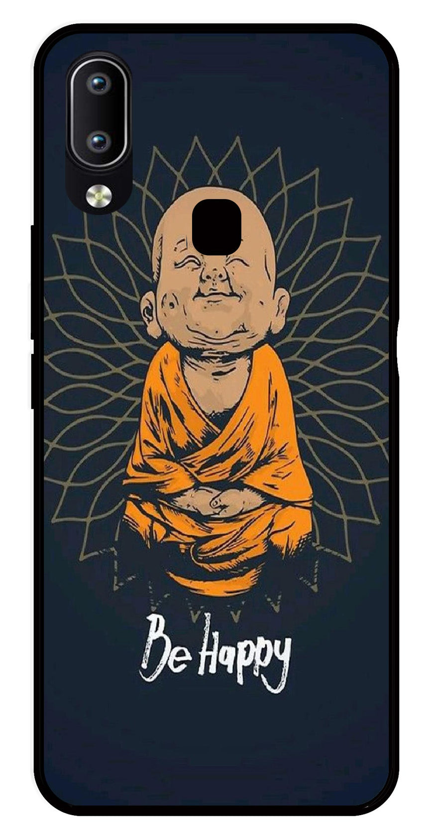 Be Happy Metal Mobile Case for Vivo Y91   (Design No -27)