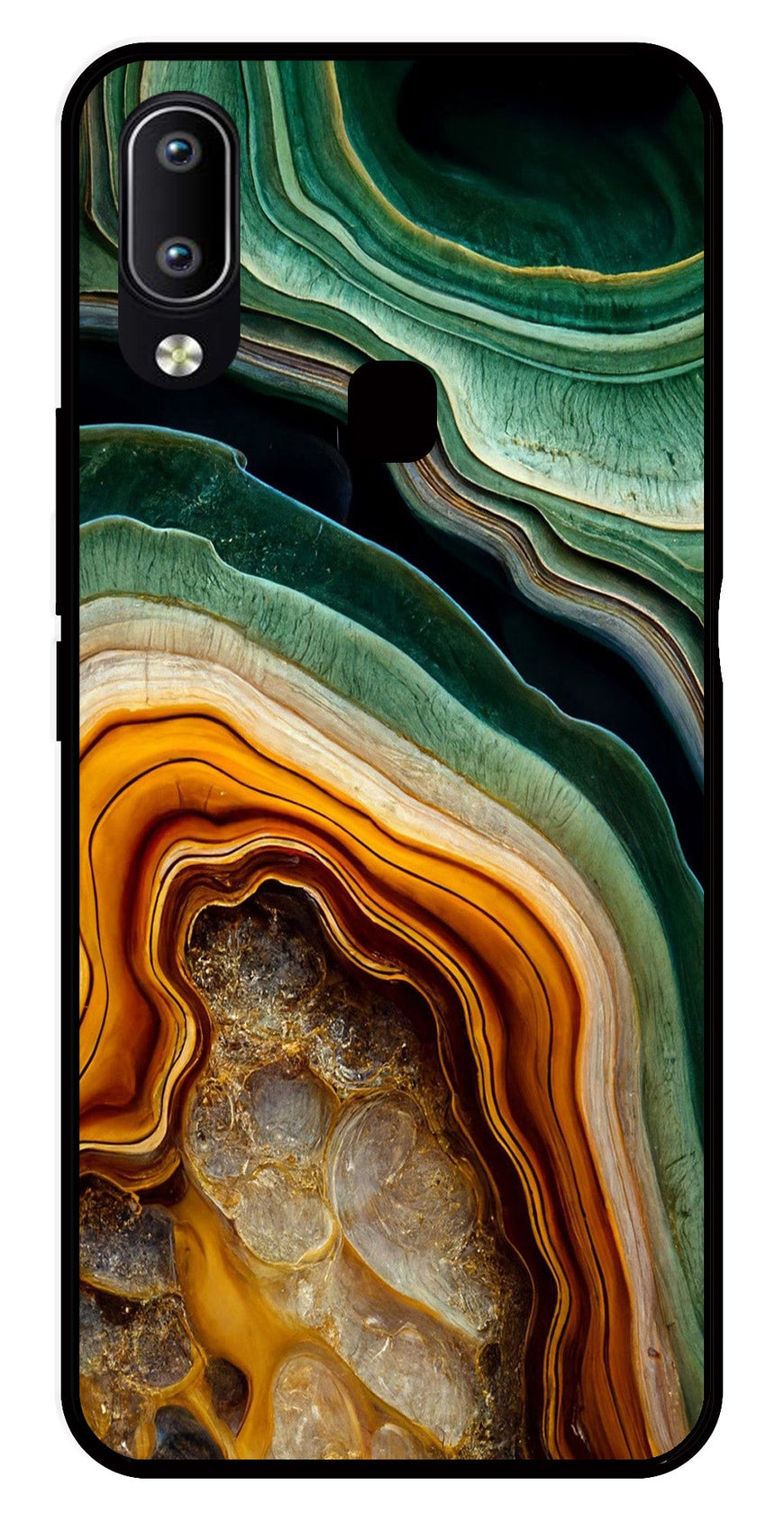 Marble Design Metal Mobile Case for Vivo Y91   (Design No -28)
