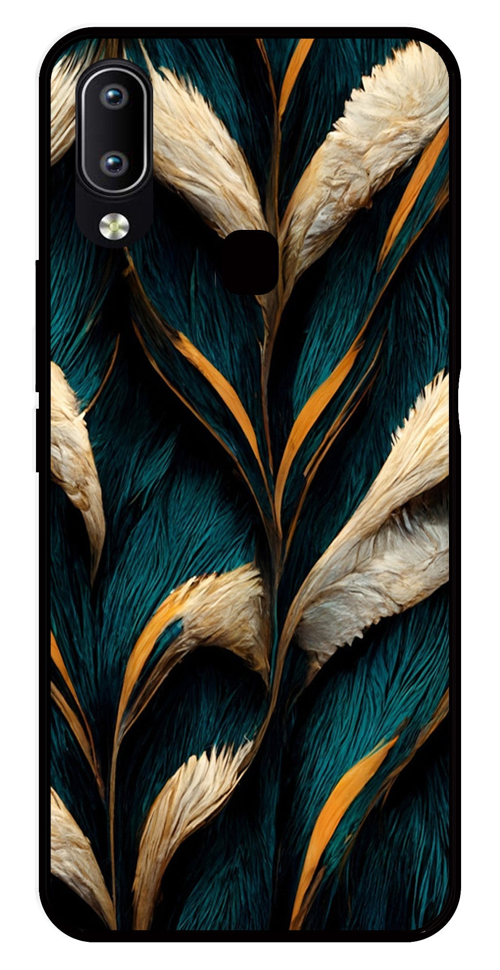 Feathers Metal Mobile Case for Vivo Y91   (Design No -30)