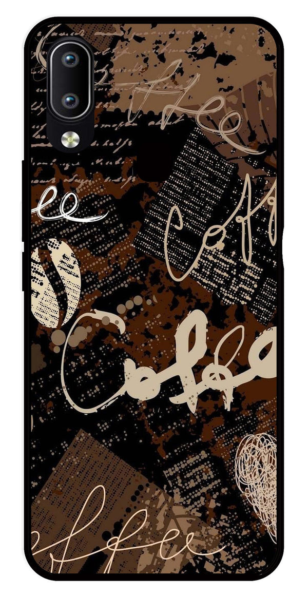 Coffee Pattern Metal Mobile Case for Vivo Y91   (Design No -37)