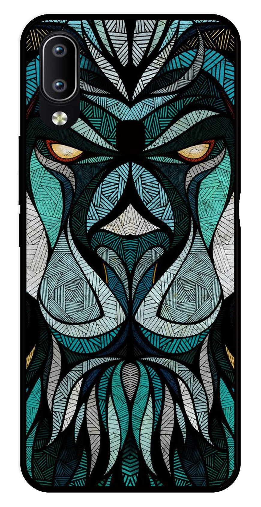 Lion Pattern Metal Mobile Case for Vivo Y91   (Design No -40)