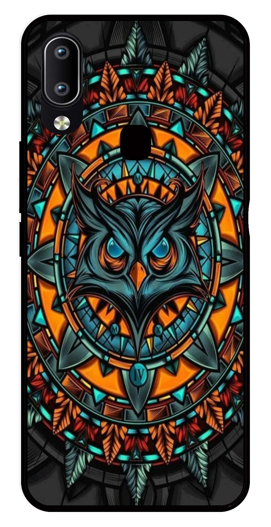 Owl Pattern Metal Mobile Case for Vivo Y91   (Design No -42)