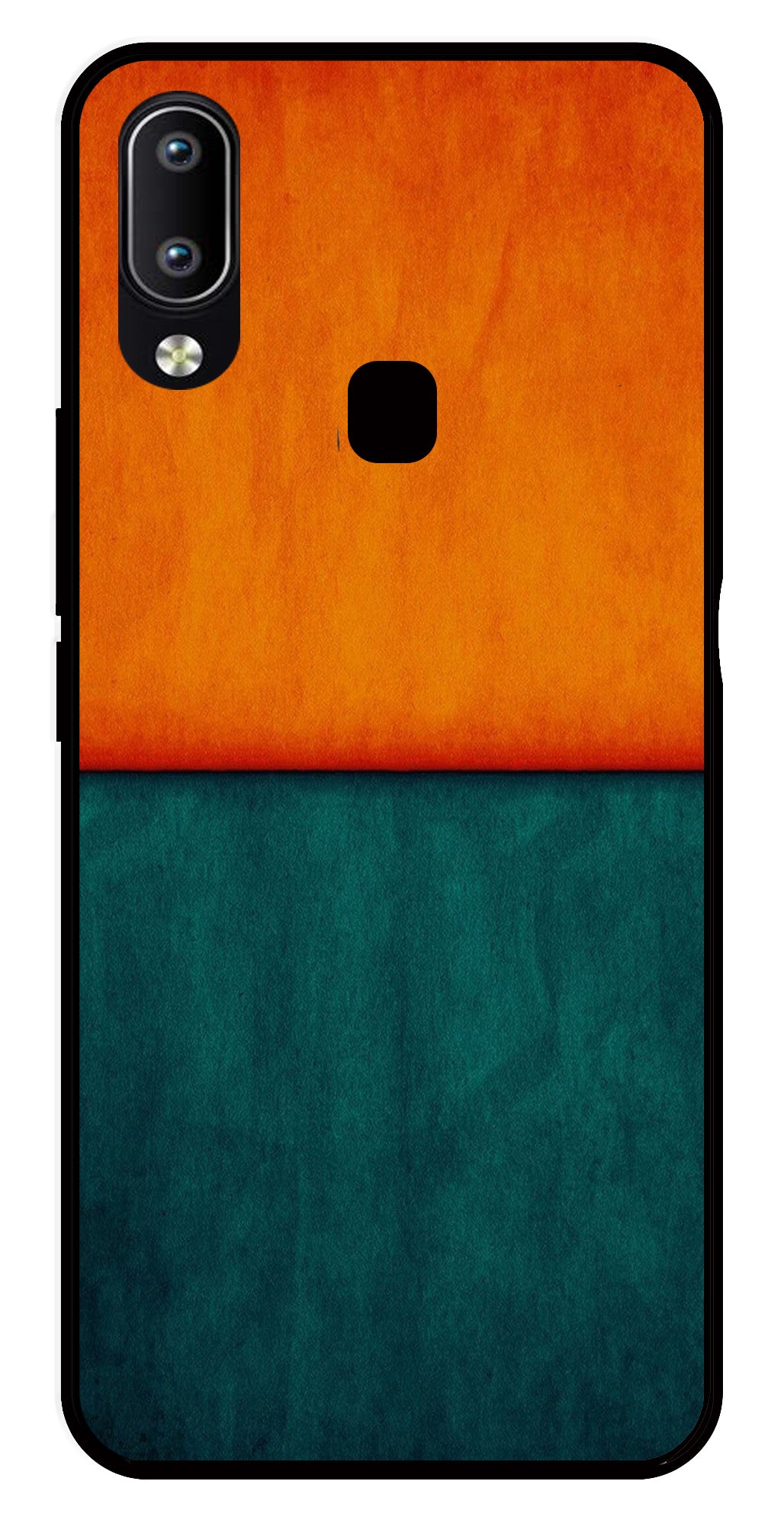 Orange Green Pattern Metal Mobile Case for Vivo Y91   (Design No -45)