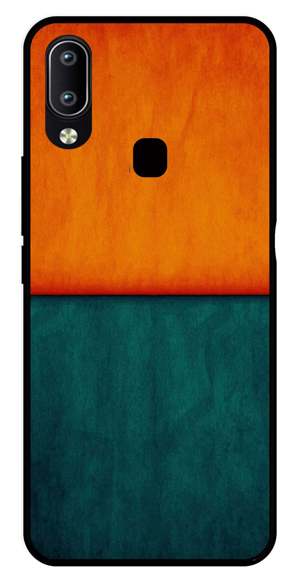 Orange Green Pattern Metal Mobile Case for Vivo Y91   (Design No -45)