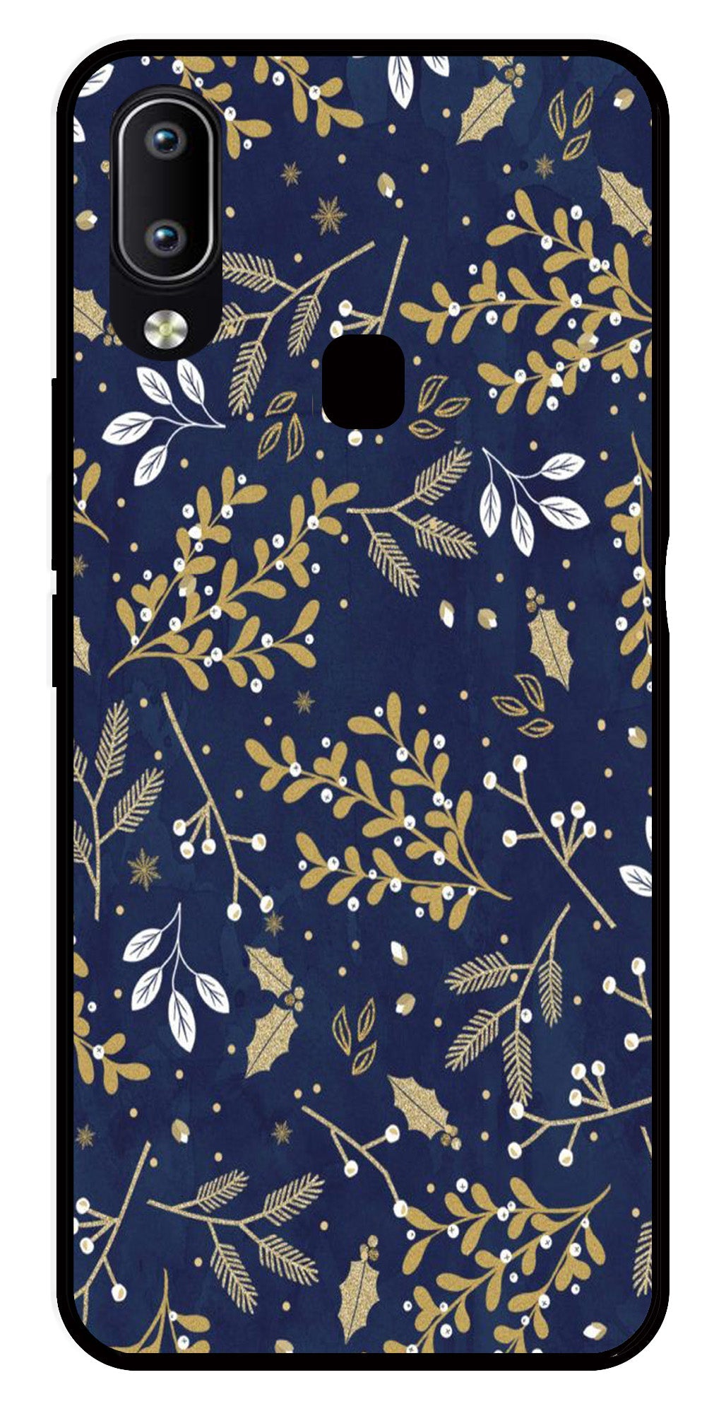 Floral Pattern  Metal Mobile Case for Vivo Y91   (Design No -52)