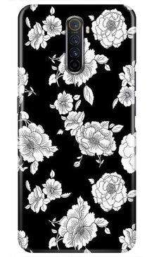 White flowers Black Background Mobile Back Case for Realme X2 Pro (Design - 9)