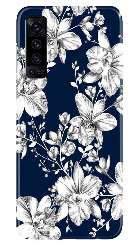 White flowers Blue Background Case for Vivo X50