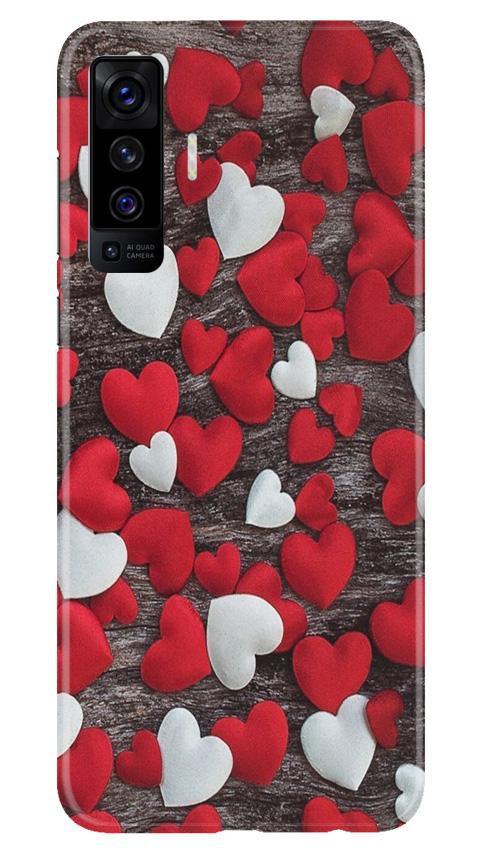 Red White Hearts Case for Vivo X50  (Design - 105)