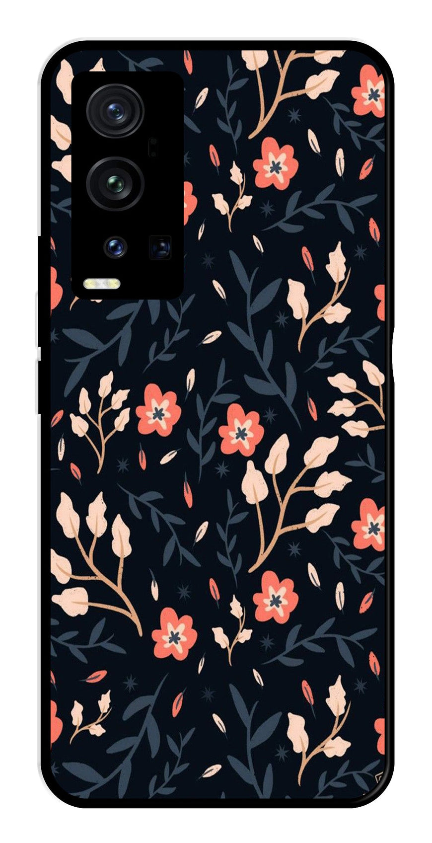 Floral Pattern Metal Mobile Case for Vivo X60 Pro Plus   (Design No -10)