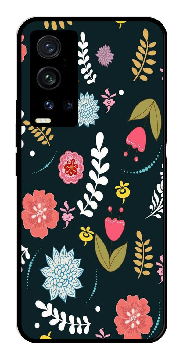 Floral Pattern2 Metal Mobile Case for Vivo X60 Pro Plus   (Design No -12)