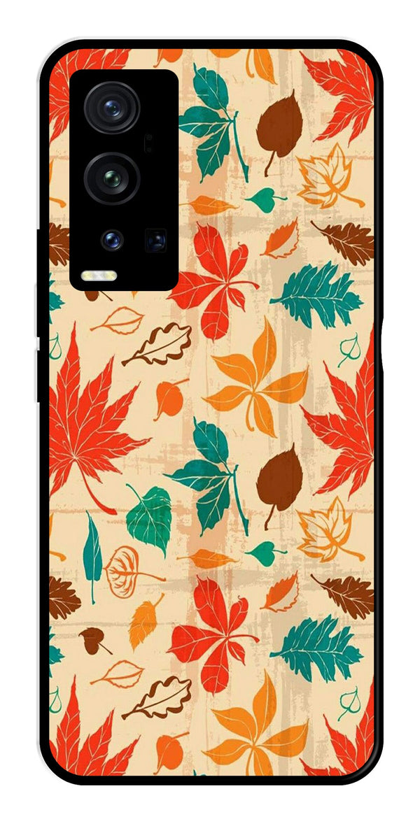 Leafs Design Metal Mobile Case for Vivo X60 Pro Plus   (Design No -14)
