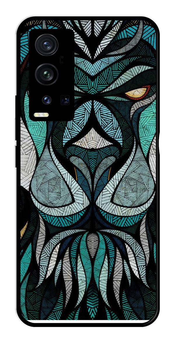 Lion Pattern Metal Mobile Case for Vivo X60 Pro Plus   (Design No -40)