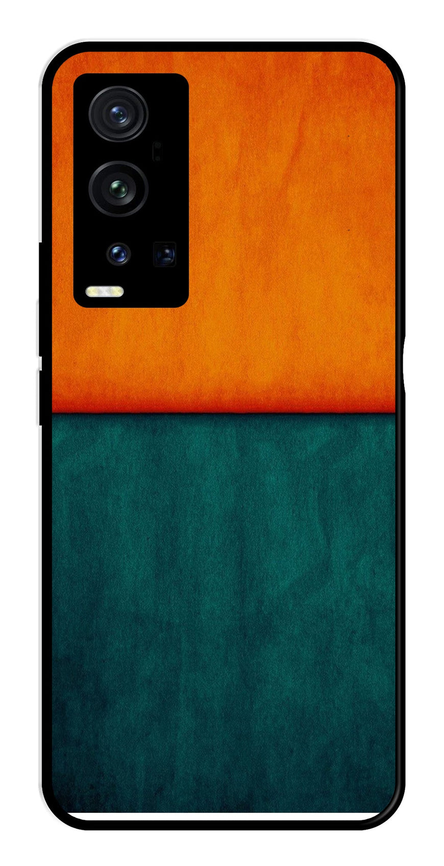 Orange Green Pattern Metal Mobile Case for Vivo X60 Pro Plus   (Design No -45)
