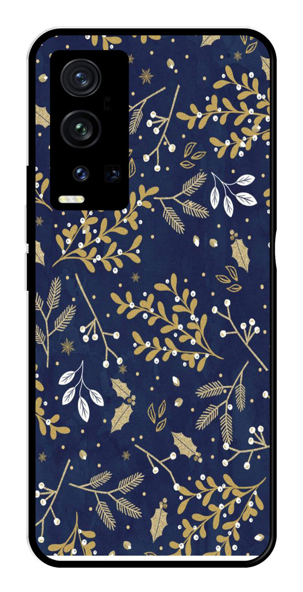 Floral Pattern  Metal Mobile Case for Vivo X60 Pro Plus   (Design No -52)