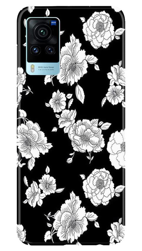 White flowers Black Background Case for Vivo X60 Pro