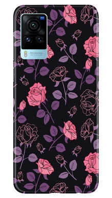 Rose Black Background Mobile Back Case for Vivo X60 Pro (Design - 27)