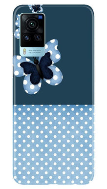 White dots Butterfly Mobile Back Case for Vivo X60 Pro (Design - 31)
