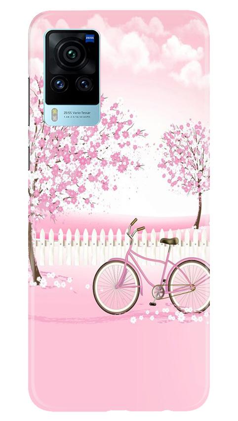 Pink Flowers Cycle Case for Vivo X60 Pro(Design - 102)