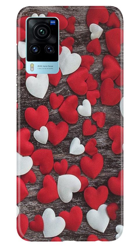 Red White Hearts Case for Vivo X60 Pro  (Design - 105)