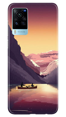 Mountains Boat Mobile Back Case for Vivo X60 Pro (Design - 181)
