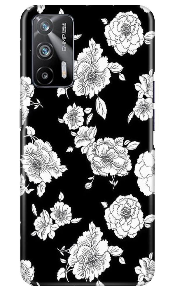 White flowers Black Background Case for Realme X7 Max 5G