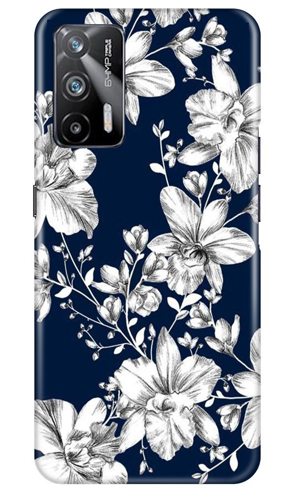 White flowers Blue Background Case for Realme X7 Max 5G